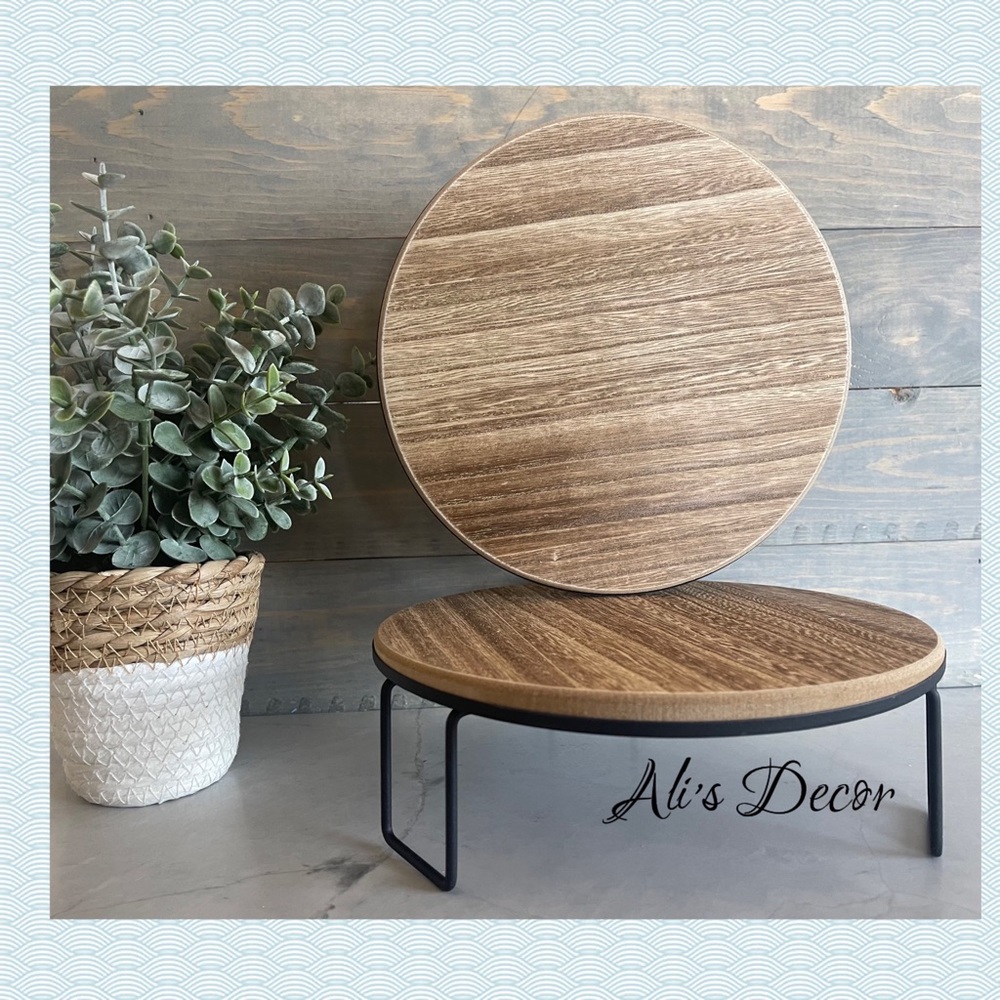 2 Target Decor Stands Wood Risers metal legs home decor, plant stand, decoration
